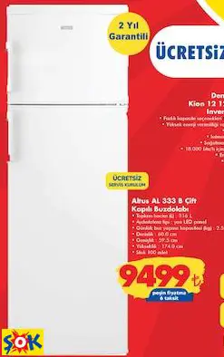 ALTUS AL 333 B ÇİFT KAPILI BUZDOLABI ALTUS AL 333 B ÇİFT KAPILI BUZDOLABI